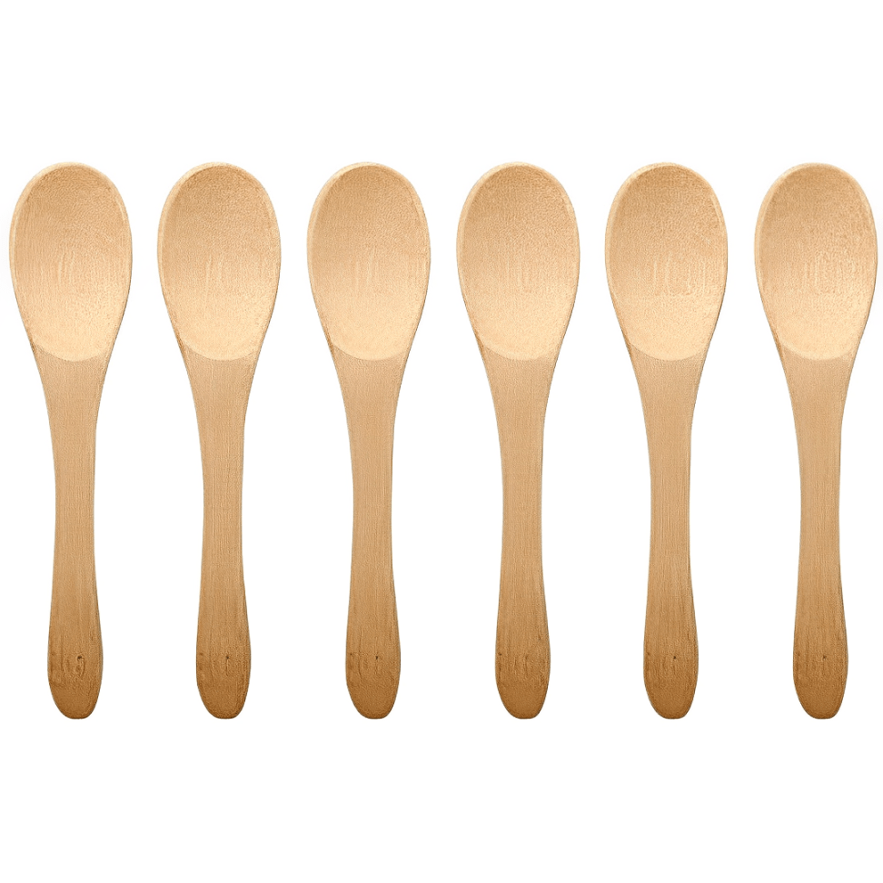 Kit de 6 Mini Colheres de Bambu Natural - Ela Decora