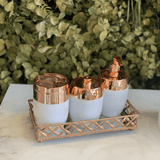 Kit de Acessorios Banheiro Lavabo Branco e Rose Gold 3 Peças - Ela Decora
