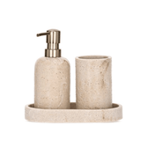 Kit de Banheiro em Poliresina Bege 3 Peças - Ela Decora