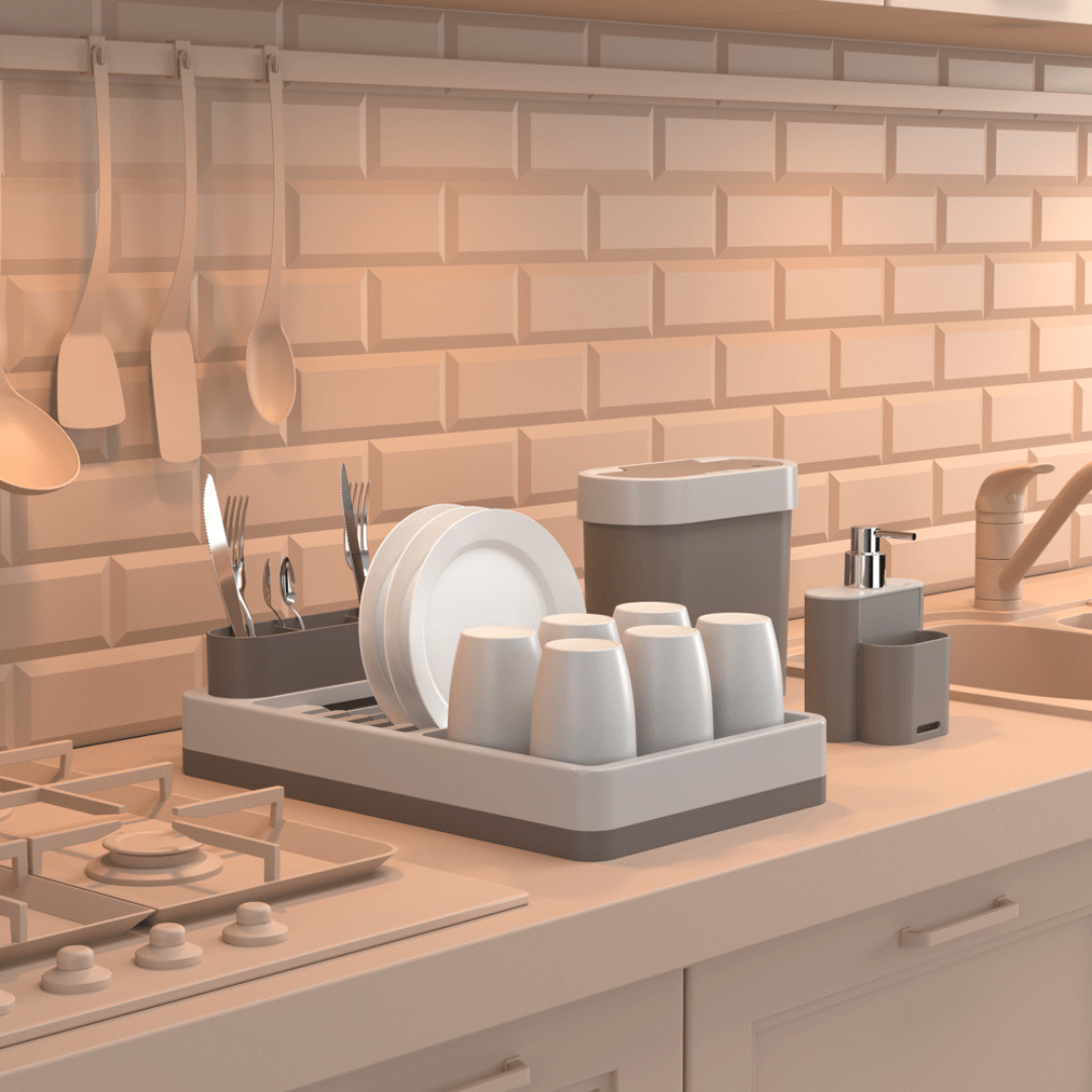 Kit Flat para Cozinha Bege 3 Peças - Ela Decora