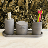 Kit para Banheiro Cimento Cinza 4 Peças - Ela Decora