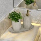 Kit para Banheiro em Cerâmica Bege 3 Peças - Ela Decora