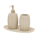 Kit para Banheiro em Cerâmica Bege 3 Peças - Ela Decora