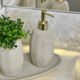 Kit para Banheiro em Cerâmica Bege 3 Peças - Ela Decora