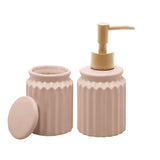 Kit para Banheiro em Cerâmica Stripes Nude 2 Peças - Ela Decora