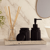 Kit para Banheiro em Cerâmica Stripes Preto 2 Peças - Ela Decora