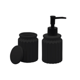 Kit para Banheiro em Cerâmica Stripes Preto 2 Peças - Ela Decora