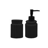 Kit para Banheiro em Cerâmica Stripes Preto 2 Peças - Ela Decora