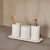 Kit para Banheiro em Cimento Branco 4 Peças - Ela Decora