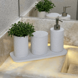 Kit para Banheiro em Cimento Branco 4 Peças - Ela Decora