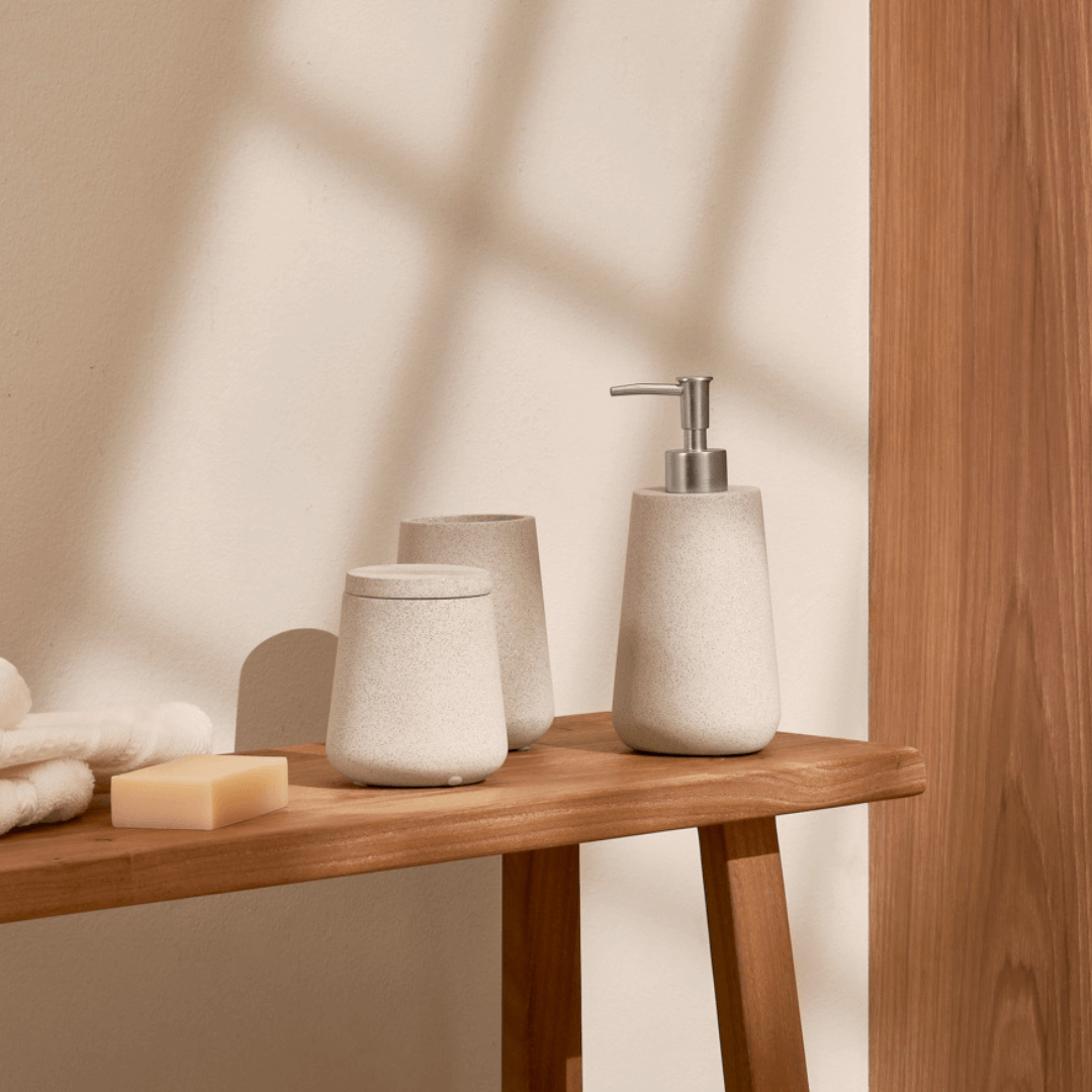 Kit para Banheiro em Cimento Cinza 3 Peças - Ela Decora