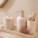 Kit para Banheiro em Polirresina Areia 4 Peças - Ela Decora