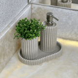 Kit para Banheiro em Polirresina Canelado 3 Peças - Ela Decora