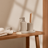 Kit para Banheiro em Polirresina Canelado 3 Peças - Ela Decora