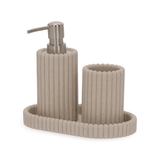 Kit para Banheiro em Polirresina Canelado 3 Peças - Ela Decora