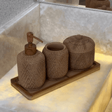 Kit para Banheiro em Polirresina Marrom 3 Peças - Ela Decora