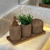 Kit para Banheiro em Polirresina Marrom 3 Peças - Ela Decora