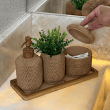 Kit para Banheiro em Polirresina Marrom 3 Peças - Ela Decora