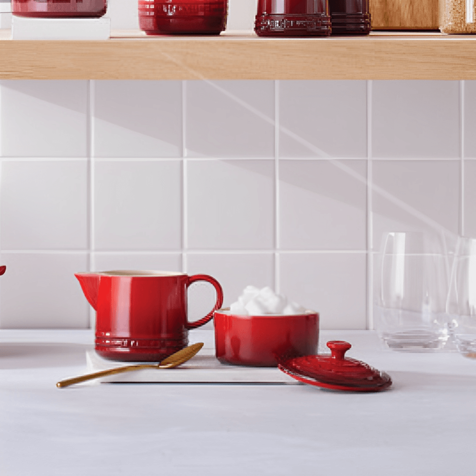Kit Porta Creme e Açúcar Signature Cerâmica Vermelho Le Creuset - Ela Decora
