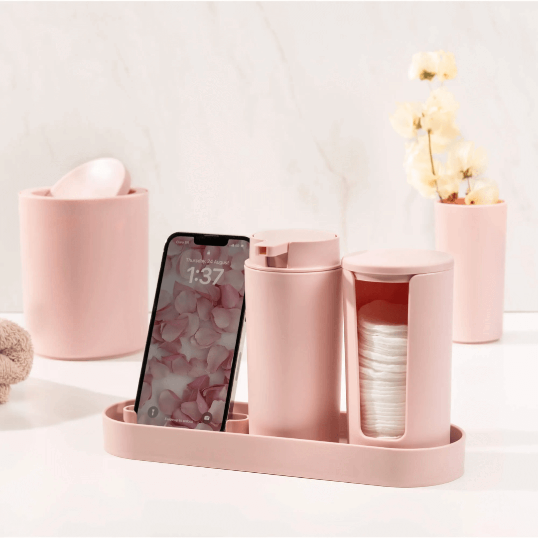 Kit Serene para Banheiro Rosa 4 Peças - Ela Decora