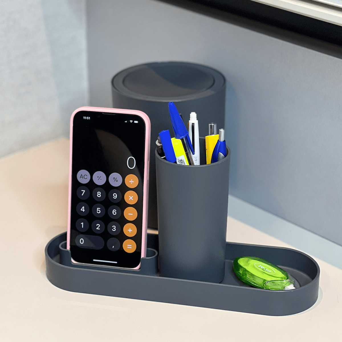 Kit Serene para Escritório Chumbo 3 Peças - Ela Decora