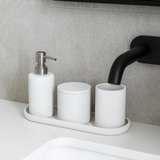 Kit para Banheiro em Cimento Branco e Cromado 4 Peças