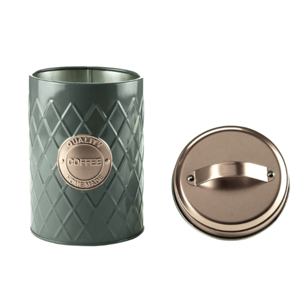 Lata Metal Geometric Handle Coffee Cinza e Rose Gold - Ela Decora
