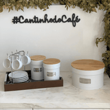 Lata Porta Condimentos Açúcar Branco Matte Sugar 1 Litro 14,5cm x 11,2cm - Ela Decora