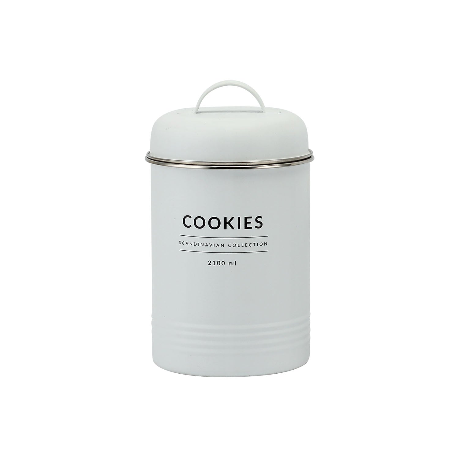 Lata Porta Condimentos Biscoito Branco Copenhag Cookies 2,1 Litros 23cm x 12,8cm - Ela Decora