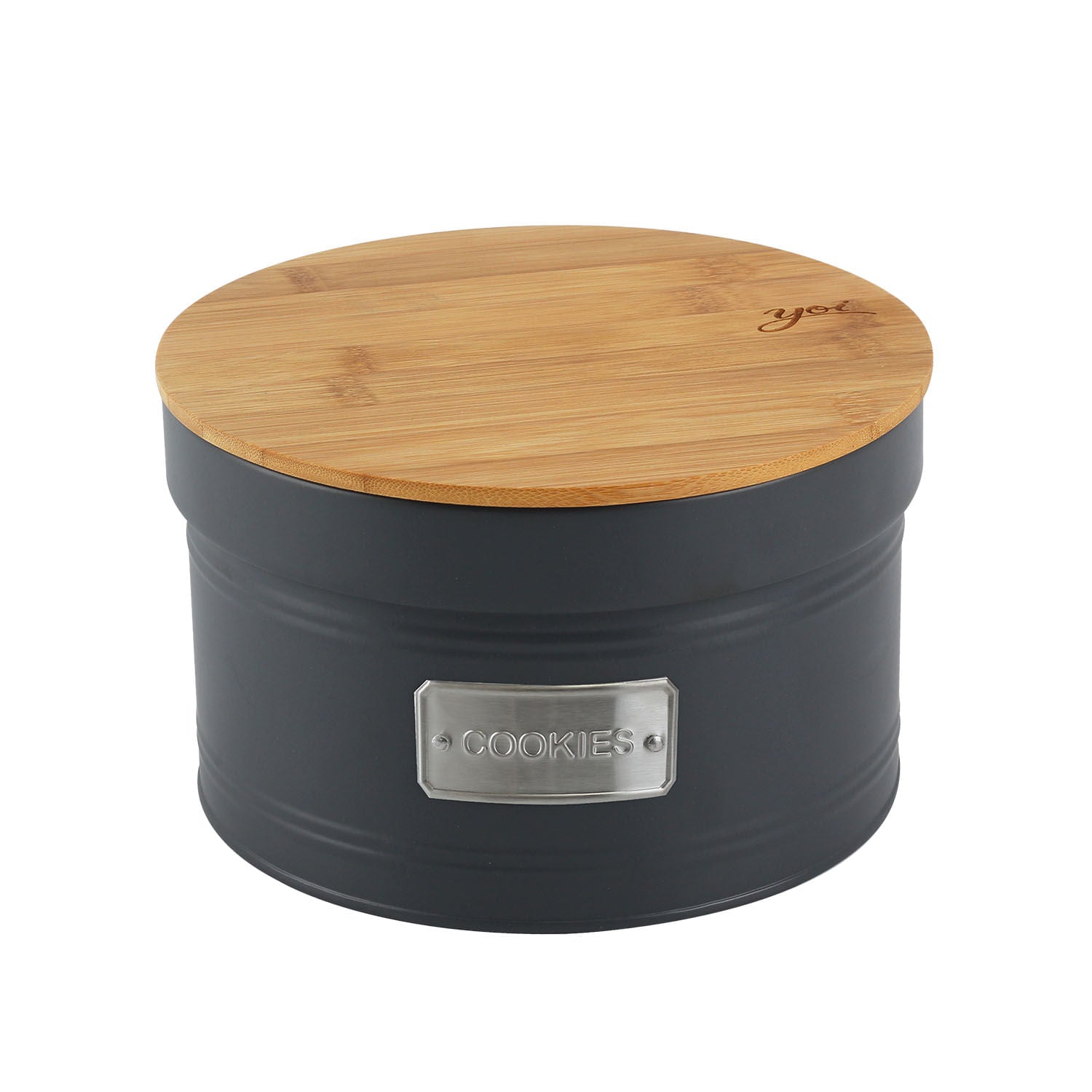 Lata Porta Condimentos Biscoito Matte Cookies Chumbo 3,5 Litros - Ela Decora