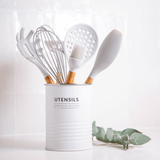 Lata Porta Utensílios e Talheres Branco Copenhag 15 cm x 11,2cm - Ela Decora