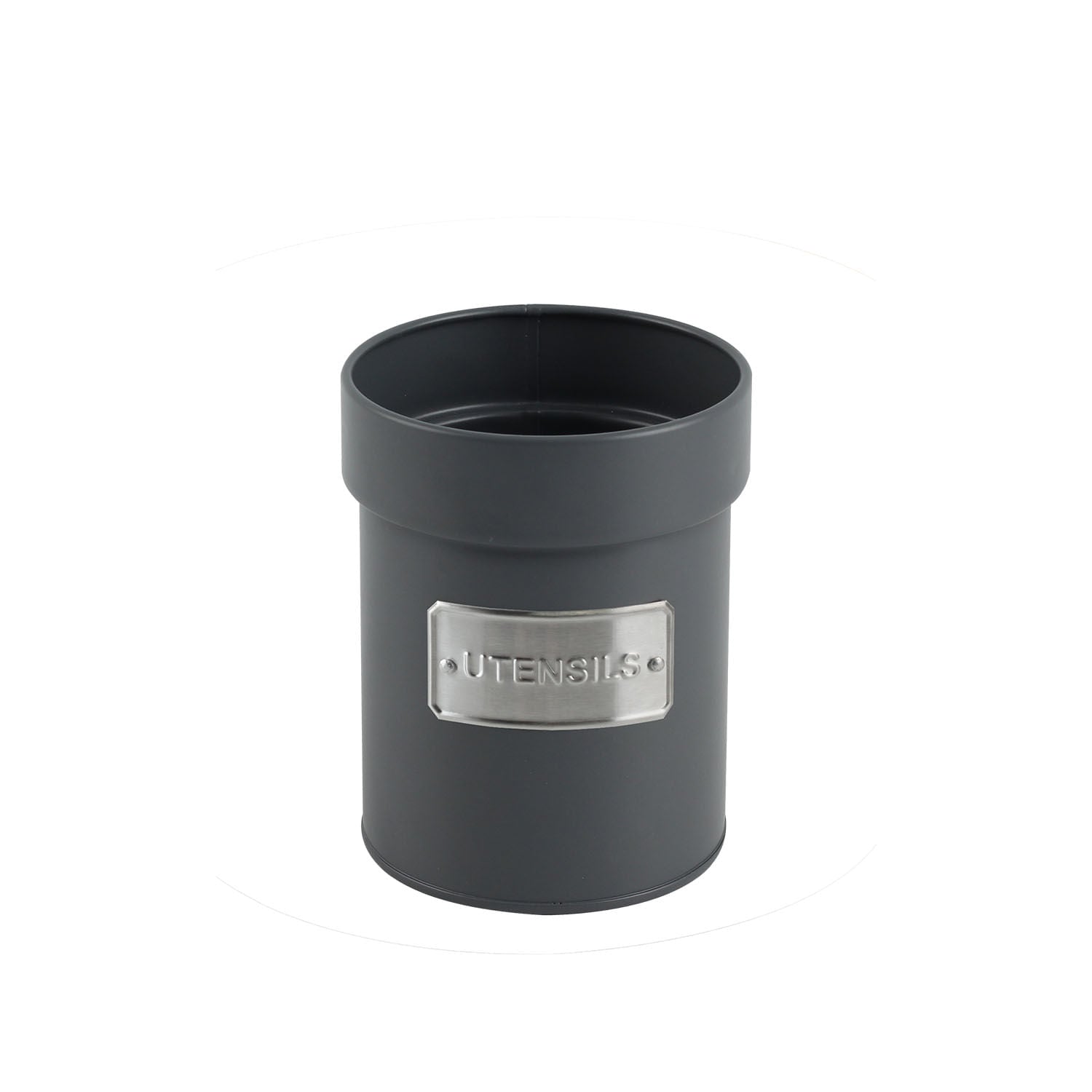 Lata Porta Utensílios e Talheres Matte Chumbo 14cm x 11cm - Ela Decora