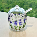 Açucareiro de Cristal com Colher e Tampa Lavanda 8,5cm