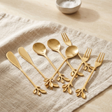 Jogo 6 Talheres Leaves Inox Dourado