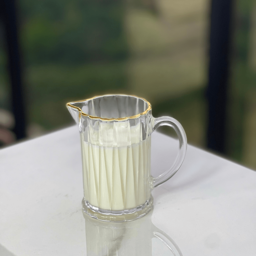 Leiteira Radial em Cristal com Fio de Ouro 290ml - Ela Decora