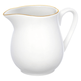 Leiteira Royal Porcelana Branca e Borda Dourada 300ml - Ela Decora