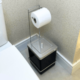 Suporte Papel Higiênico com Lixeira Preta e Cromada 6,5 Litros