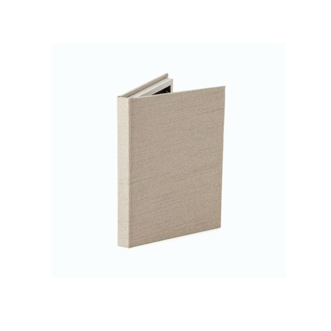 Livro Caixa de Mdf em Linho Bege 25cm x 18cm - Ela Decora