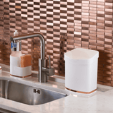 Lixeira 2,5 Litros Branca Com Faixa Rose Gold - Ela Decora