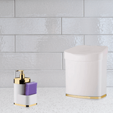 Lixeira 2,5 Litros Branco e Dourado - Ela Decora