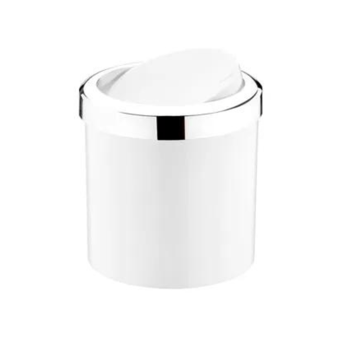 Lixeira Basculante 5 Litros Branca com Cromado - Ela Decora