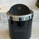 Lixeira Basculante 5 Litros Preta com Cromado - Ela Decora