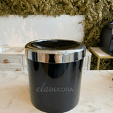 Lixeira Basculante 5 Litros Preta com Cromado - Ela Decora
