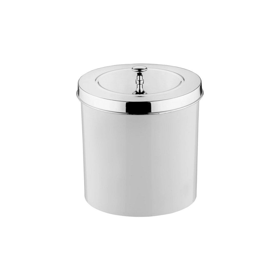 Lixeira Branca com Tampa Cromado 5 Litros - Ela Decora