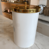 Lixeira Branca com Tampa Dourada 8 Litros - Ela Decora