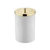 Lixeira Branca com Tampa Dourada 8 Litros - Ela Decora