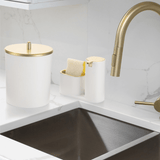 Lixeira Branca com Tampa Dourado Fosco 5 Litros - Ela Decora