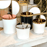 Lixeira com Aro Branca com Tampa Cromada - 3 Litros - Ela Decora