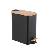 Lixeira com Pedal e Tampa de Bambu Practice Preta 3 Litros - Ela Decora