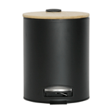 Lixeira com Pedal e Tampa em Bambu Preta 3 Litros - Ela Decora